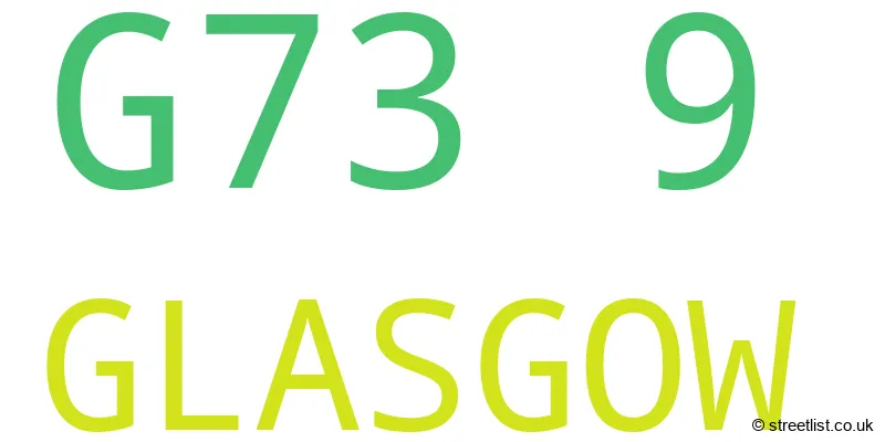 A word cloud for the G73 9 postcode